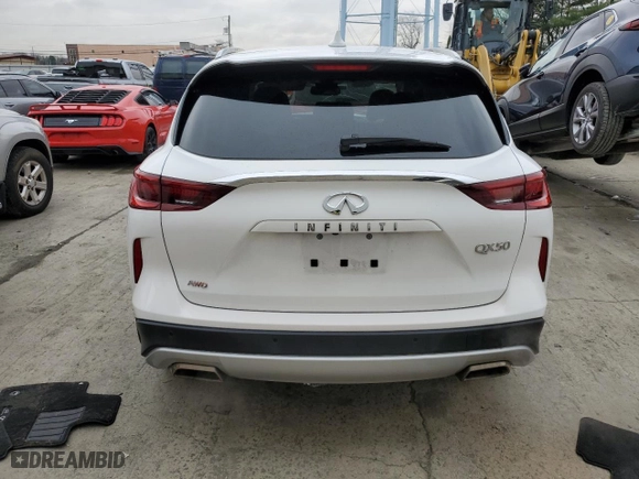 2022 Infiniti QX50 LUXE with VIN 3PCAJ5BB1NF109413, listed as a Copart auction lot 85925014 with 26,324 mi miles and Salvage Title. Bid and sale history available at carsss.com. Image 6.