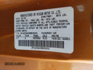2005 Nissan 350Z Touring with VIN JN1AZ34D45M609202, listed as a Copart auction lot 74007354 with Not Provided miles and Salvage Title. Bid and sale history available at carsss.com. Image 12.