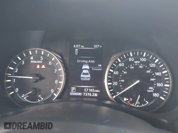 2019 Infiniti Q50 Luxe with VIN JN1EV7ARXKM593846, listed as a IAAI auction lot 42773548 with 57,165 mi miles and . Bid and sale history available at DreamBid. Image 7.