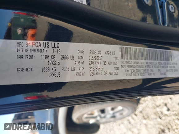 2018 Jeep Compass Trailhawk with VIN 3C4NJDDB8JT309192, listed as a IAAI auction lot 40840838 with 80,887 mi miles and . Bid and sale history available at carsss.com. Image 9.
