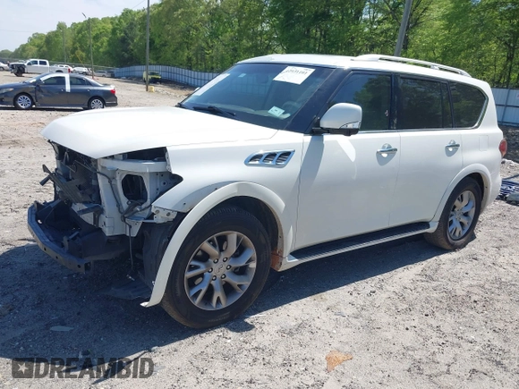 2012 Infiniti QX56 8-passenger with VIN JN8AZ2ND5C9716530, listed as a IAAI auction lot 42031101 with 153,432 mi miles and . Bid and sale history available at DreamBid. Image 2.