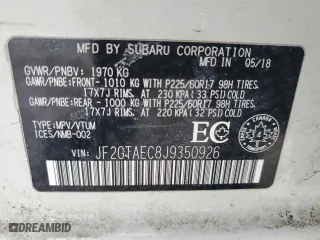 2018 Subaru Crosstrek Premium with VIN JF2GTAEC8J9350926, listed as a Copart auction lot 44842575 with 124,085 mi miles and Salvage Title. Bid and sale history available at carsss.com. Image 12.
