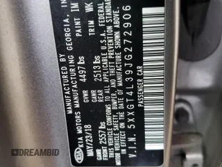 2018 Kia Optima S with VIN 5XXGT4L39JG272906, listed as a Copart auction lot 54853925 with 87,053 mi miles and Salvage Title. Bid and sale history available at carsss.com. Image 12.