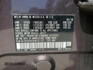 2019 Honda HR-V EX with VIN 3CZRU5H50KM707327, listed as a Copart auction lot 54589245 with 23,468 mi miles and Salvage Title. Bid and sale history available at carsss.com. Image 14.
