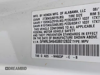 2016 Honda Odyssey EX-L with VIN 5FNRL5H64GB012832, listed as a IAAI auction lot 41881915 with 127,067 mi miles. Bid and sale history available at carsss.com. Image 9.