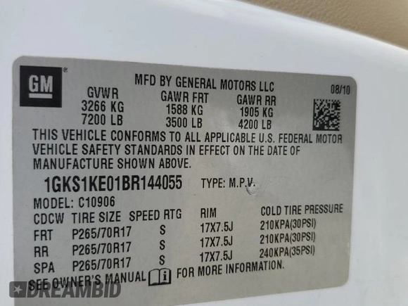2011 GMC Yukon XL SLT with VIN 1GKS1KE01BR144055, listed as a Copart auction lot 49709875 with 276,304 mi miles and Salvage Title. Bid and sale history available at DreamBid. Image 14.