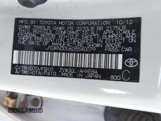 2013 Toyota Prius One with VIN JTDKN3DU6D5540079, listed as a IAAI auction lot 41644310 with 189,968 mi miles. Bid and sale history available at carsss.com. Image 9.