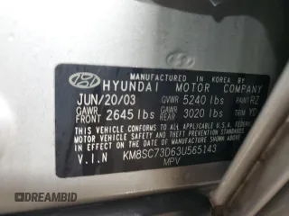 2003 Hyundai Santa Fe GLS with VIN KM8SC73D63U565143, listed as a Copart auction lot 72279934 with 191,822 mi miles and Salvage Title. Bid and sale history available at carsss.com. Image 13.