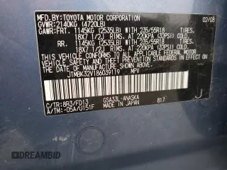 2008 Toyota RAV4 Sport with VIN JTMBK32V186039119, listed as a Copart auction lot 59575345 with 155,384 mi miles and Salvage title. Bid and sale history available at DreamBid. Image 14.