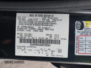 2010 Ford Fusion SE with VIN 3FAHP0HA4AR228361, listed as a IAAI auction lot 41963173 with 125,879 mi miles. Bid and sale history available at carsss.com. Image 9.