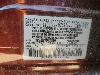 2023 Nissan Sentra SV z VIN 3N1AB8CV9PY316388, wystawiony jako Copart lot #50503465 z przebiegiem 29 697 mil mil oraz Szkoda całkowita • Salvage title. Historia ofert i sprzedaży dostępna na DreamBid. Obrazek 12.