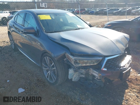 2020 Acura TLX w/Technology Pkg with VIN 19UUB3F49LA003406, listed as a IAAI auction lot 41352592 with 73,125 mi miles. Bid and sale history available at carsss.com. Image 1.