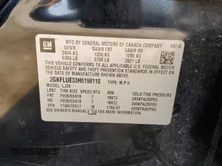 2017 GMC Terrain SLT with VIN 2GKFLUE33H6198110, listed as a Copart auction lot 64400434 with Not Provided miles and Salvage Title. Bid and sale history available at DreamBid. Image 14.