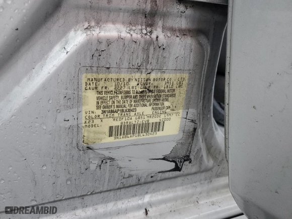 2011 Nissan Sentra 2.0 SR with VIN 3N1AB6AP1BL630423, listed as a Copart auction lot 84569504 with 198,410 mi miles and Salvage Title. Bid and sale history available at carsss.com. Image 12.