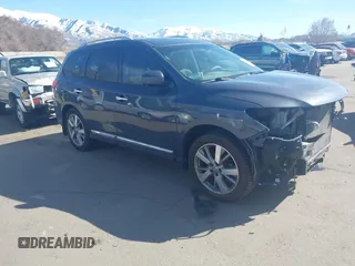 2013 Nissan Pathfinder Platinum with VIN 5N1AR2MM1DC661748, listed as a IAAI auction lot 41730790 with 104,339 mi miles and . Bid and sale history available at DreamBid. Image 1.