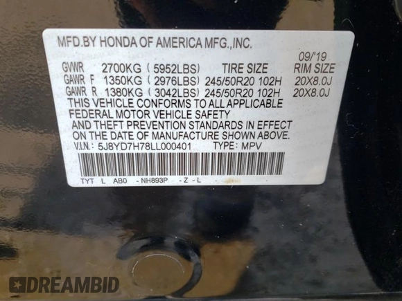 2020 Acura MDX Sport Hybrid w/Advance Pkg with VIN 5J8YD7H78LL000401, listed as a Copart auction lot 41565825 with 87,829 mi miles and Salvage Title. Bid and sale history available at carsss.com. Image 13.