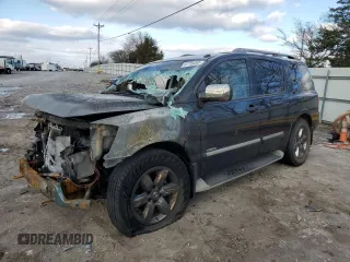 2014 Nissan Armada Platinum z VIN 5N1BA0NE5EN611447, wystawiony jako Copart lot #87756265 z przebiegiem Nie podano mil oraz Szkoda całkowita • Salvage title. Historia ofert i sprzedaży dostępna na DreamBid. Obrazek 1.