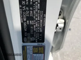 2021 Kia Forte LXS with VIN 3KPF24AD6ME334222, listed as a Copart auction lot 59055525 with Not provided miles and Salvage title. Bid and sale history available at DreamBid. Image 13.