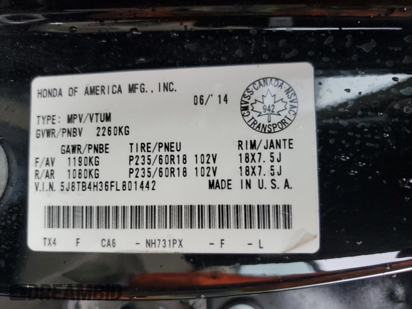 2015 Acura RDX with VIN 5J8TB4H36FL801442, listed as a Copart auction lot 51986985 with 227,850 mi miles and Clean Title. Bid and sale history available at carsss.com. Image 13.