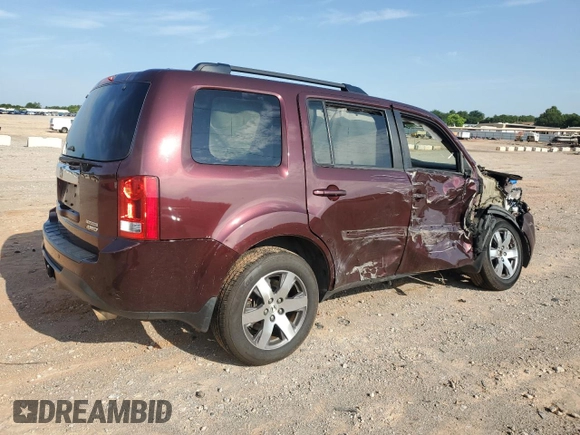 2013 Honda Pilot Touring with VIN 5FNYF4H90DB041747, listed as a Copart auction lot 60034275 with Not provided miles and Salvage title. Bid and sale history available at DreamBid. Image 3.