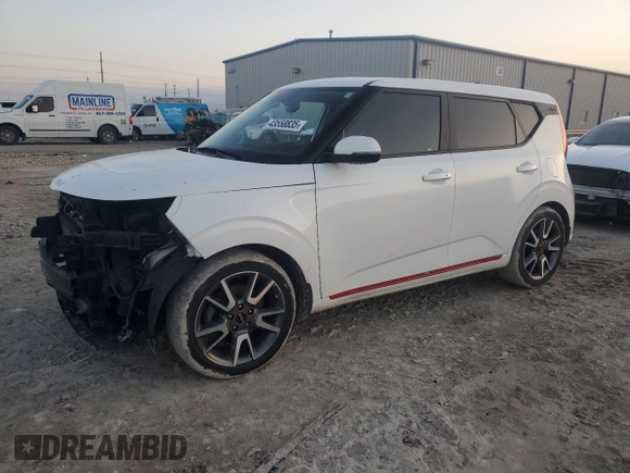 2022 Kia Soul Turbo with VIN KNDJ53AFXN7180712, listed as a Copart auction lot 43558835 with 55,487 mi miles and Salvage Title. Bid and sale history available at carsss.com. Image 1.