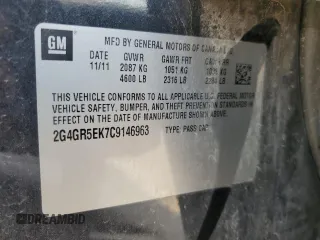 2012 Buick Regal with VIN 2G4GR5EK7C9146963, listed as a Copart auction lot 55975935 with 170,473 mi miles and Salvage title. Bid and sale history available at DreamBid. Image 12.