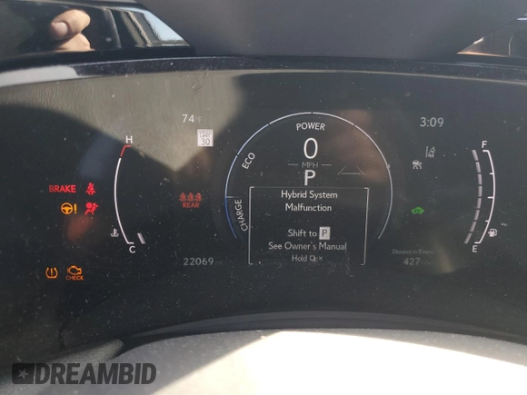 2023 Lexus NX 350h Luxury with VIN JTJHKCEZ7P2013703, listed as a Copart auction lot 74935304 with 22,069 mi miles and Salvage Title. Bid and sale history available at DreamBid. Image 9.