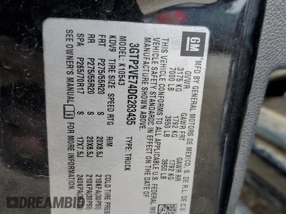 2013 GMC Sierra 1500 SLE z VIN 3GTP2VE74DG283435, wystawiony jako Copart lot #45514624 z przebiegiem 235 086 mil mil oraz Szkoda całkowita • Salvage title. Historia ofert i sprzedaży dostępna na DreamBid. Obrazek 12.