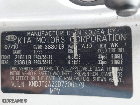 2011 Kia Soul + with VIN KNDJT2A22B7706579, listed as a IAAI auction lot 41921442 with 162,383 mi miles. Bid and sale history available at carsss.com. Image 9.