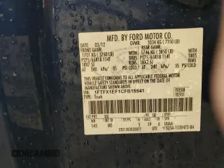 2012 Ford F-150 XL with VIN 1FTFX1EF1CFB15541, listed as a Copart auction lot 51909755 with 125,458 mi miles and Non Repairable. Bid and sale history available at carsss.com. Image 13.
