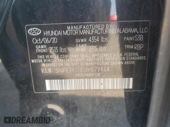 2021 Hyundai Sonata SEL Plus with VIN 5NPEJ4J28MH079484, listed as a Copart auction lot 52587065 with 77,717 mi miles and Salvage Title. Bid and sale history available at DreamBid. Image 12.