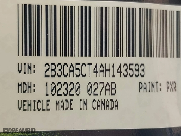 2010 Dodge Charger R/T with VIN 2B3CA5CT4AH143593, listed as a IAAI auction lot 41897749 with 95,767 mi miles. Bid and sale history available at carsss.com. Image 9.