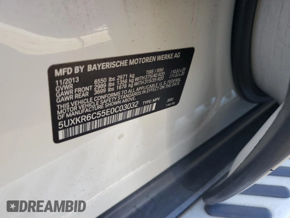 2014 BMW X5 xDrive50i z VIN 5UXKR6C55E0C03032, wystawiony jako Copart lot #57274505 z przebiegiem 107 963 mil mil oraz Czysty tytuł • Clean title. Historia ofert i sprzedaży dostępna na DreamBid. Obrazek 13.