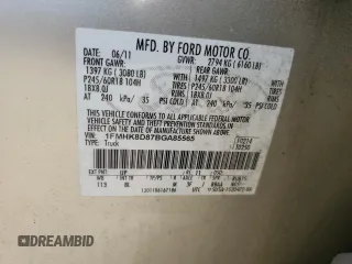 2011 Ford Explorer XLT with VIN 1FMHK8D87BGA85565, listed as a Copart auction lot 53612415 with 238,616 mi miles and Salvage Title. Bid and sale history available at DreamBid. Image 13.