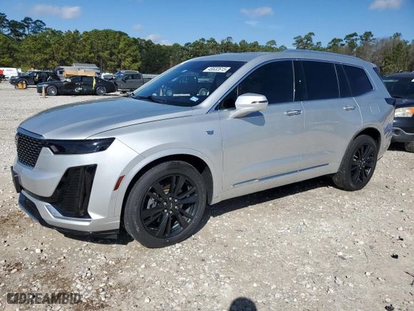 2020 Cadillac XT6 FWD Premium Luxury with VIN 1GYKPERSXLZ218589, listed as a Copart auction lot 46632615 with 57,876 mi miles and Clean Title. Bid and sale history available at carsss.com. Image 1.