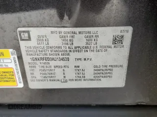 2017 Chevrolet Traverse LS with VIN 1GNKRFED3HJ134530, listed as a Copart auction lot 72185844 with 82,427 mi miles and Salvage Title. Bid and sale history available at DreamBid. Image 14.