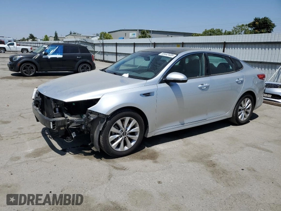2016 Kia Optima EX with VIN 5XXGU4L36GG007947, listed as a Copart auction lot 58442435 with 81,559 mi miles and Salvage title. Bid and sale history available at DreamBid. Image 1.