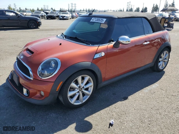 2011 MINI Cooper Convertible s with VIN WMWZP3C59BTX83202, listed as a Copart auction lot 47138535 with 162,809 mi miles and Salvage Title. Bid and sale history available at carsss.com. Image 1.