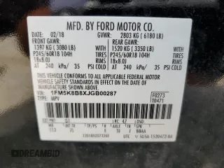 2018 Ford Explorer with VIN 1FM5K8B8XJGB00287, listed as a Copart auction lot 52483665 with 140,993 mi miles and Non repairable. Bid and sale history available at DreamBid. Image 13.