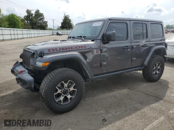 2020 Jeep Wrangler Unlimited Rubicon with VIN 1C4HJXFG4LW247603, listed as a Copart auction lot 55247645 with 44,791 mi miles and Salvage title. Bid and sale history available at DreamBid. Image 1.
