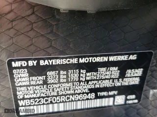 2024 BMW iX xDrive50 with VIN WB523CF05RCN96948, listed as a Copart auction lot 50858304 with 8,923 mi miles and Salvage Title. Bid and sale history available at carsss.com. Image 13.
