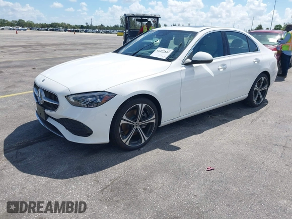 2025 Mercedes-Benz C 300 with VIN W1KAF4GB8SR278439, listed as a IAAI auction lot 42477822 with 566 mi miles and . Bid and sale history available at DreamBid. Image 2.