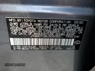 2020 Lexus IS with VIN JTHG81F26L5042300, listed as a Copart auction lot 65188344 with 46,794 mi miles and Salvage Title. Bid and sale history available at carsss.com. Image 12.