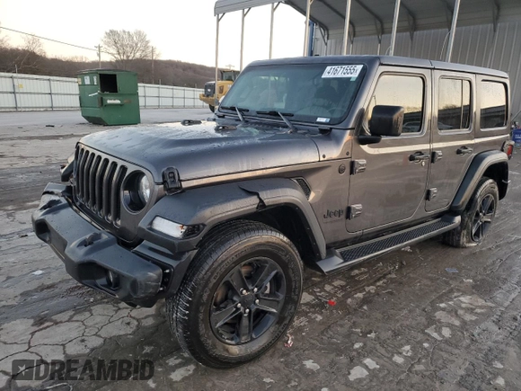 2022 Jeep Wrangler Unlimited Sport S with VIN 1C4HJXDN8NW160288, listed as a Copart auction lot 41671555 with 67,045 mi miles and Salvage title. Bid and sale history available at DreamBid. Image 1.
