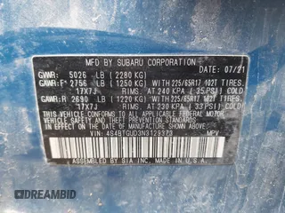 2022 Subaru Outback Wilderness с VIN 4S4BTGUD3N3129373, выставлен на аукционе IAAI как лот 42441037 с пробегом 140 801 миль миль и . История ставок и продаж доступна на DreamBid. Изображение 9.