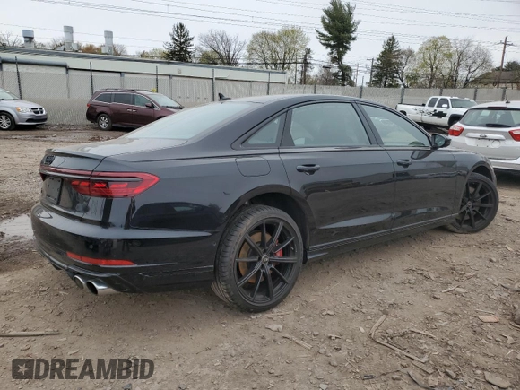2024 Audi S8 with VIN WAULSAF89RN015605, listed as a Copart auction lot 51800405 with 2,274 mi miles and Salvage Title. Bid and sale history available at DreamBid. Image 3.