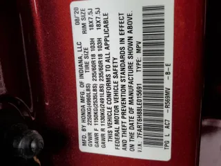 2020 Honda CR-V EX-L with VIN 7FART6H88LE015691, listed as a Copart auction lot 53718345 with 37,991 mi miles and Salvage title. Bid and sale history available at DreamBid. Image 14.