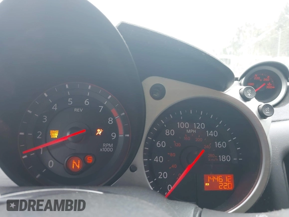 2009 Nissan 370Z Touring with VIN JN1AZ44E69M404341, listed as a IAAI auction lot 41907551 with 144,612 mi miles and . Bid and sale history available at DreamBid. Image 7.