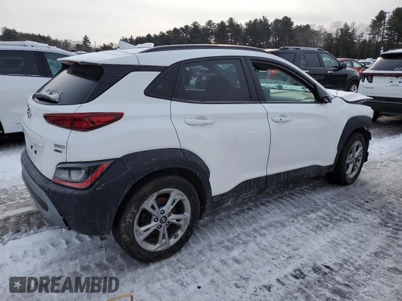 2023 Hyundai Kona SEL with VIN KM8K6CAB3PU970951, listed as a Copart auction lot 42945845 with Not Provided miles and Salvage Title. Bid and sale history available at DreamBid. Image 3.