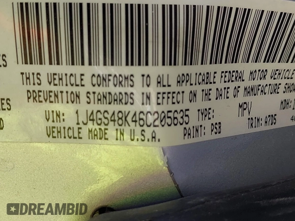 2006 Jeep Grand Cherokee Laredo с VIN 1J4GS48K46C205635, выставлен на аукционе IAAI как лот 42453335 с пробегом 129 063 миль миль и . История ставок и продаж доступна на DreamBid. Изображение 9.